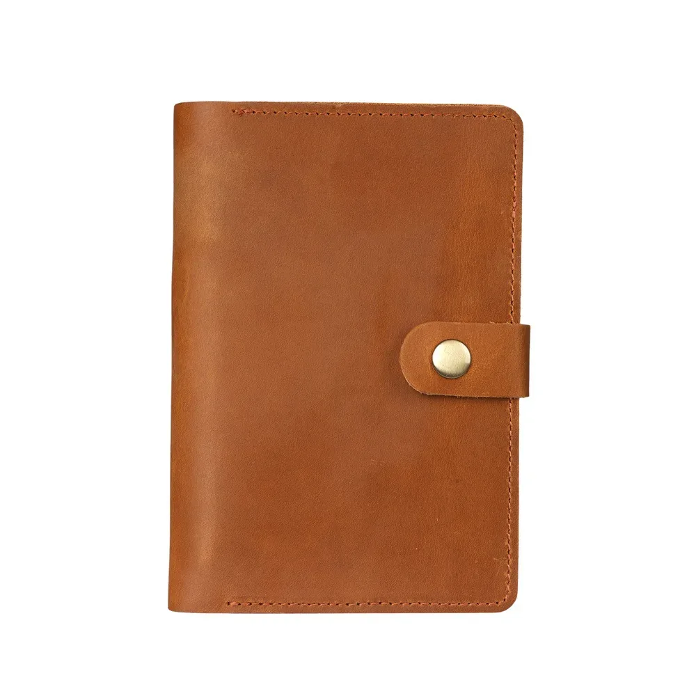 pochette voyage cuir vache marron clair button closure intérieur liège beige organisateur documents neutral