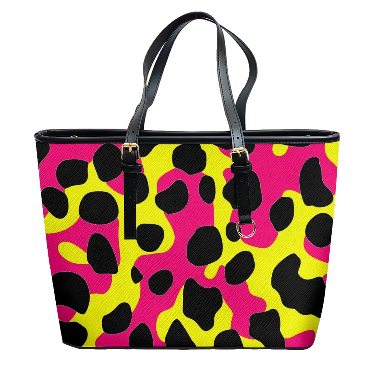 sac à bandoulière en cuir pvc oxford imprimé léopard rose, fourre-tout de voyage léger à fermeture éclair, sac à main de week-end pour le travail quotidien