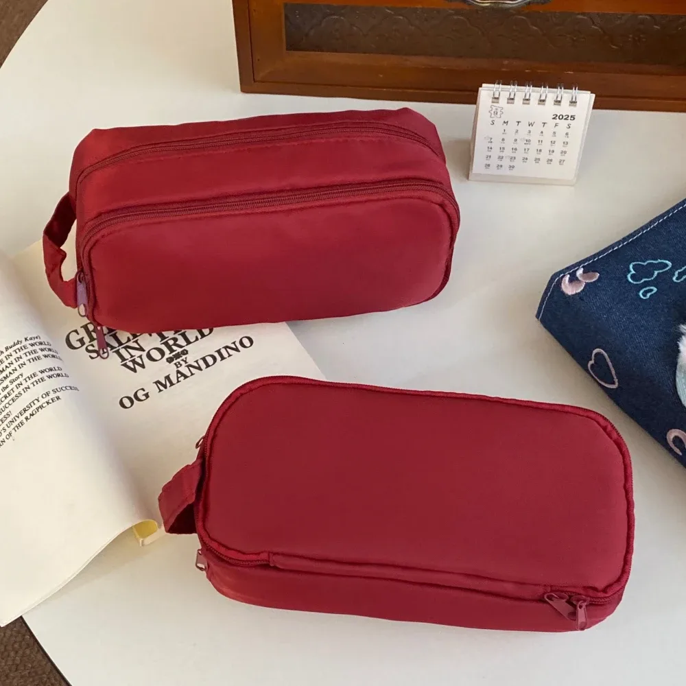 sac à cosmétiques double couche en nylon, organisateur de maquillage de voyage, trousse de toilette de grande capacité, trousse à crayons multifonction, porte-pinceaux