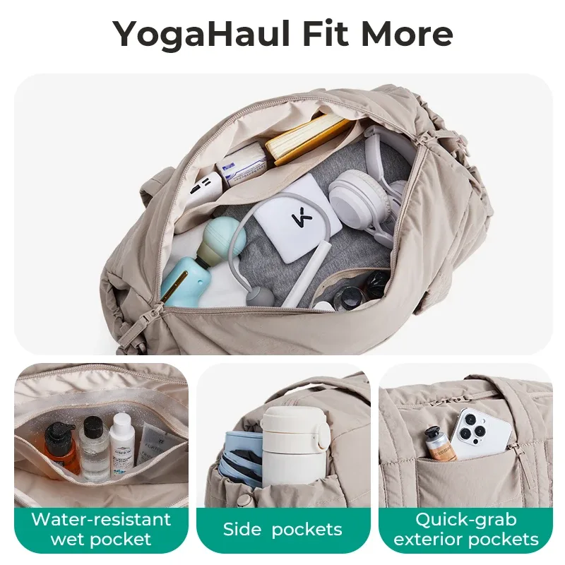 bagsmart sac de sport de voyage pour femme tapis de yoga sac de sport avec poche humide et sèche sac de sport matelassé pour la natation du week-end