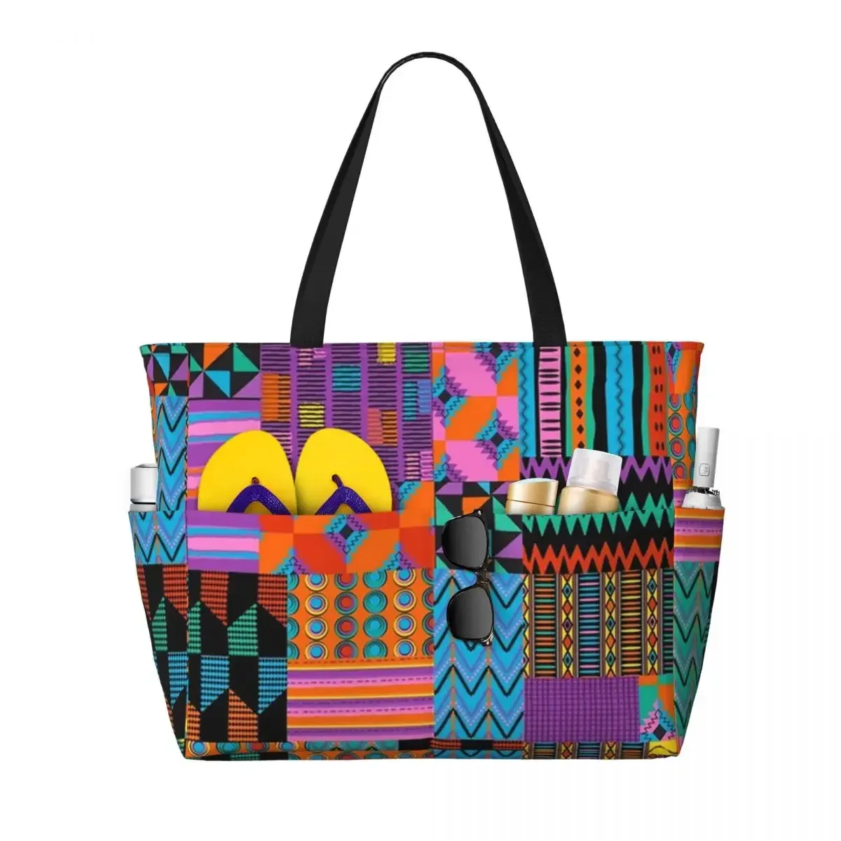 sac fourre-tout personnalisé en tissu kente africain pour femmes, grande capacité, sacs de voyage traditionnels ethniques africains ankara plage salle de sport