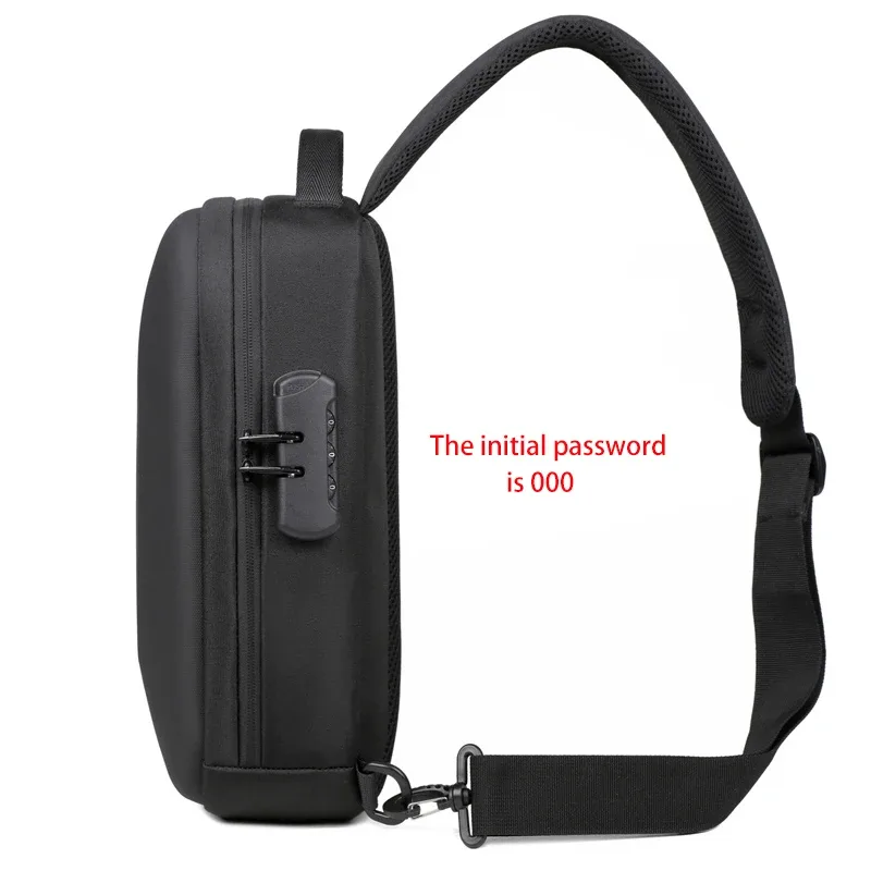sacs de poitrine antivol à serrure à combinaison avec port de chargement usb, sac à bandoulière de mode pour hommes d'affaires, sac à bandoulière de rangement de voyage