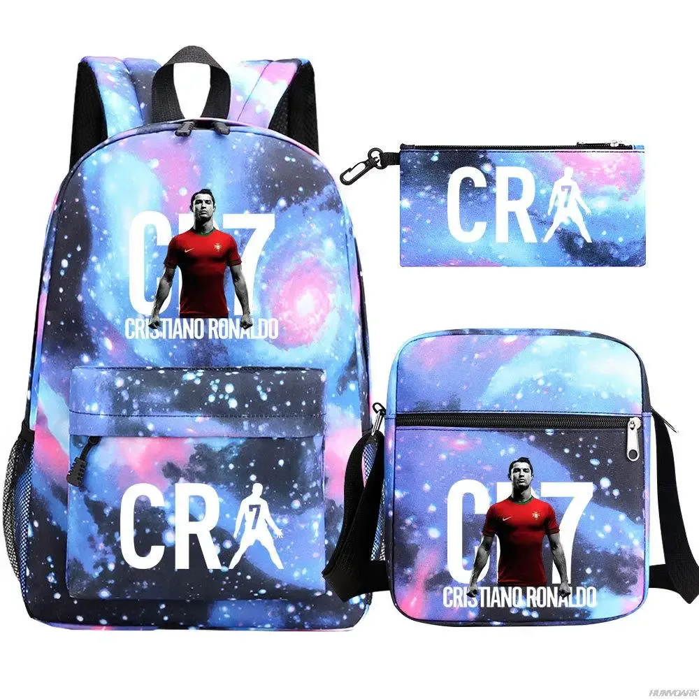 sac dos oxford université appliques cristiano ronaldo motifs galactiques ligne bleue pochette bandoulière noire vert rouge voyage étudiant