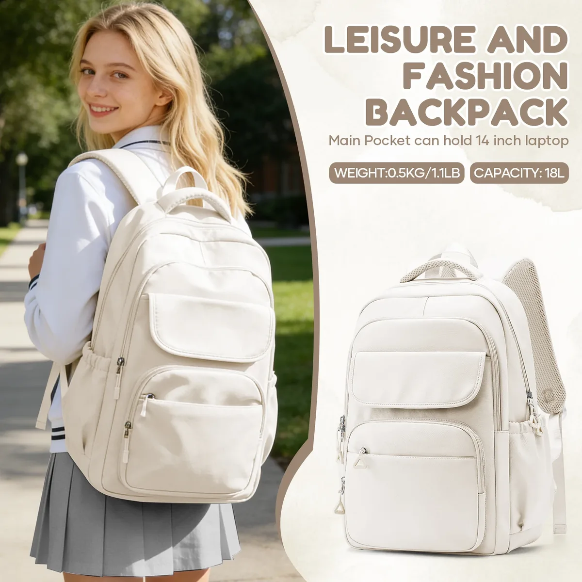 sac à dos scolaire pour filles et garçons, sac à dos décontracté pour l'université avec compartiment pour ordinateur portable, grande capacité, sac d'étudiant pour sorties, rentrée scolaire