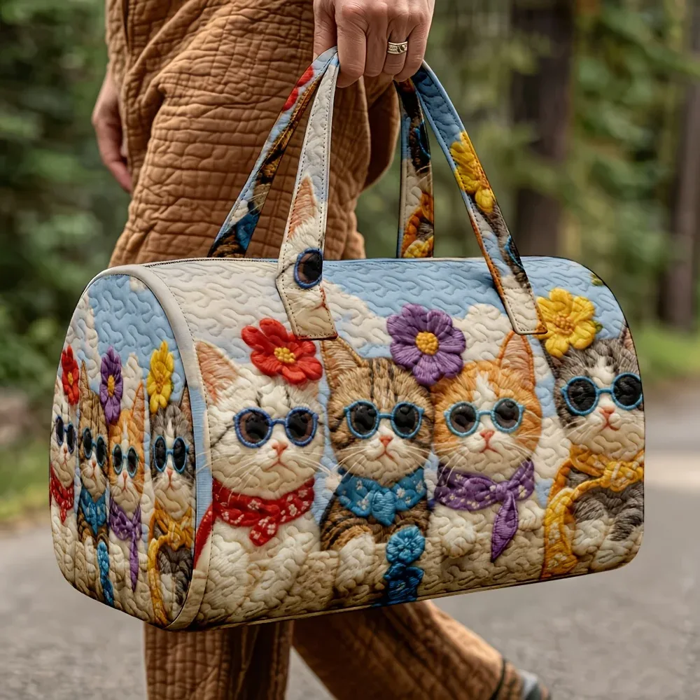 sac fourre-tout à motif de chat avec motif imprimé en 3d – sac à main léger pour les voyages – grand sac de courses rétro à grande capacité.