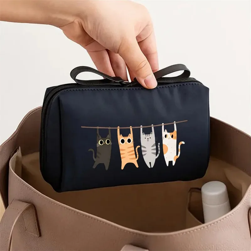 trousse de toilette de voyage charmante pour femme, organisateur de cosmétiques compact à fermeture éclair, sac de rangement portable pour maquillage, accessoires de voyage pour bagages