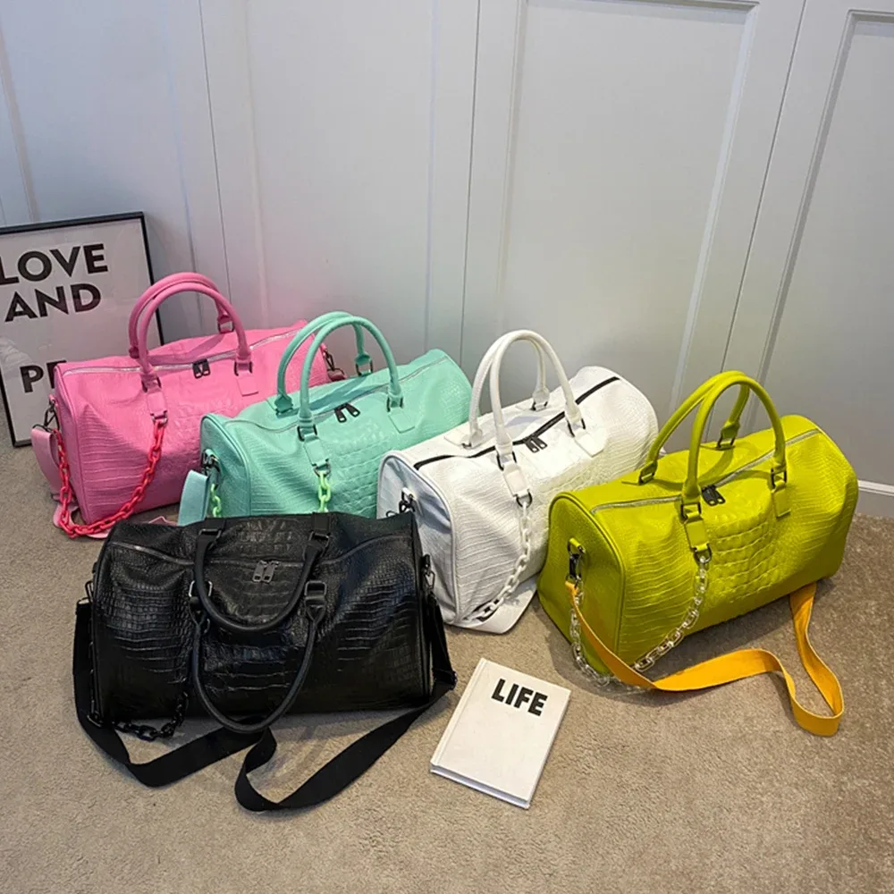 sacs de voyage grande capacité en cuir pu motif crocodile, sacs fourre-tout imperméables, sacs de sport et de yoga pour femmes