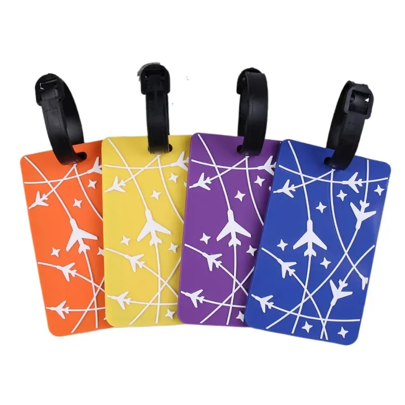 étiquette de bagage en pvc souple, étiquette de voyage avec lettre pour hommes et femmes, étiquette de nom de valise, étiquettes de sac, étiquettes d'avion, accessoires de voyage de vacances