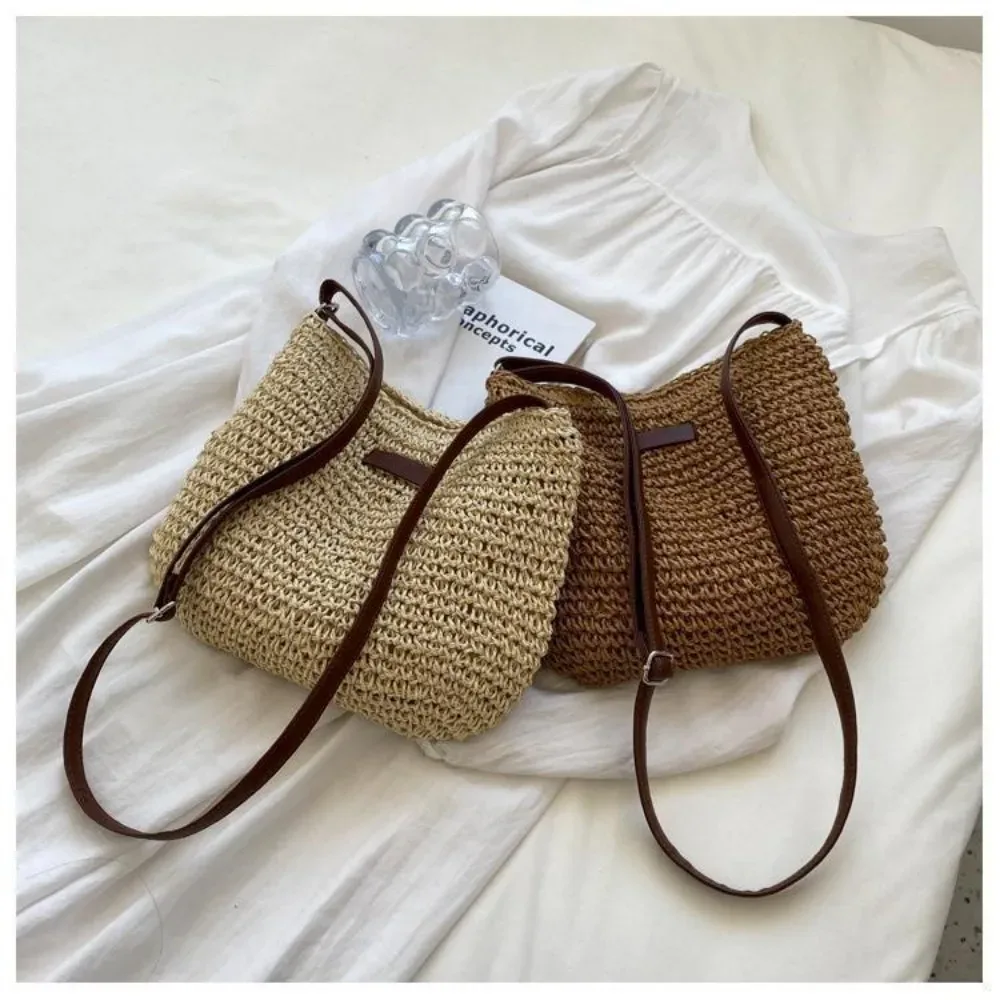 Nouveau sac à main pour femmes, sac de plage, sac en paille tressé, sacs à bandoulière, sacs à main en paille tricotée