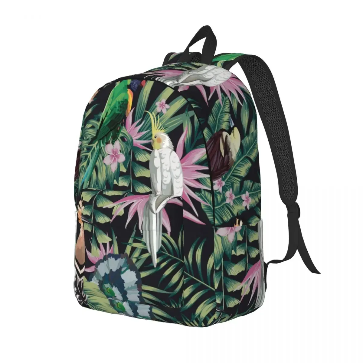sac à dos léger pour étudiant, perroquet tropical, cerceau, plantes, fleurs, parent-enfant, couple, ordinateur portable