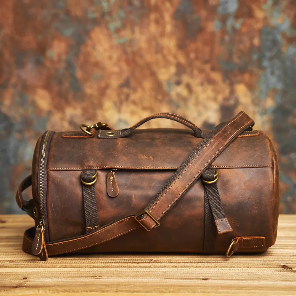nasva-sac à dos multifonctionnel en cuir véritable pour homme, sac à bandoulière vintage, sac à main fourre-tout à intervalles