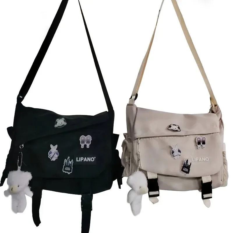 sac messager en nylon pour hommes, sac à bandoulière tendance pour hommes, sac d'école pour étudiants, sacs à bandoulière de couleur unie pour hommes