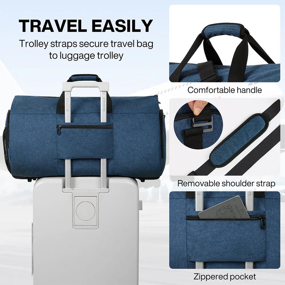 mixi sac à vêtements à main pour voyage 56l sac de sport convertible pour hommes femmes 2 en 1 bagage suspendu valise robe costume voyage