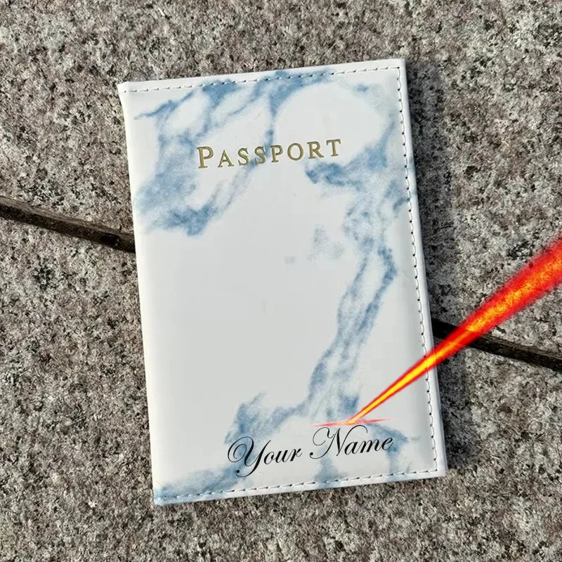 noms de gravure laser sur porte-passeport, couverture patten en marbre pour passeports, portefeuille de voyage, étui pour passeport avec noms personnels
