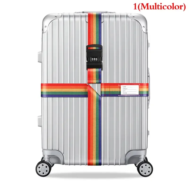 sangle de bagage en nylon à verrouillage par mot de passe à 3 chiffres, ceinture croisée, emballage réglable, sangle de valise de voyage, environnement de bagages