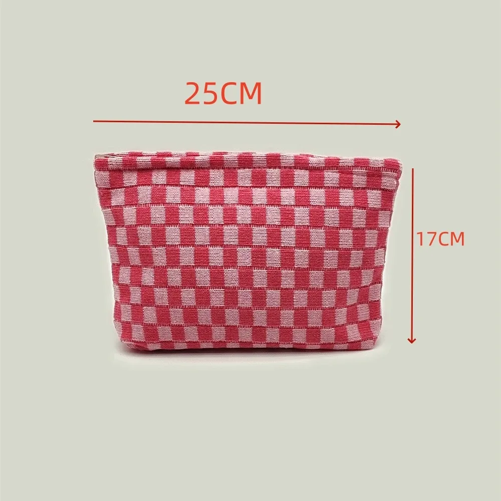 trousse de maquillage à carreaux, trousse de toilette de voyage, organisateur de pinceaux de maquillage mignons, sac de rangement d'accessoires esthétiques pour femmes