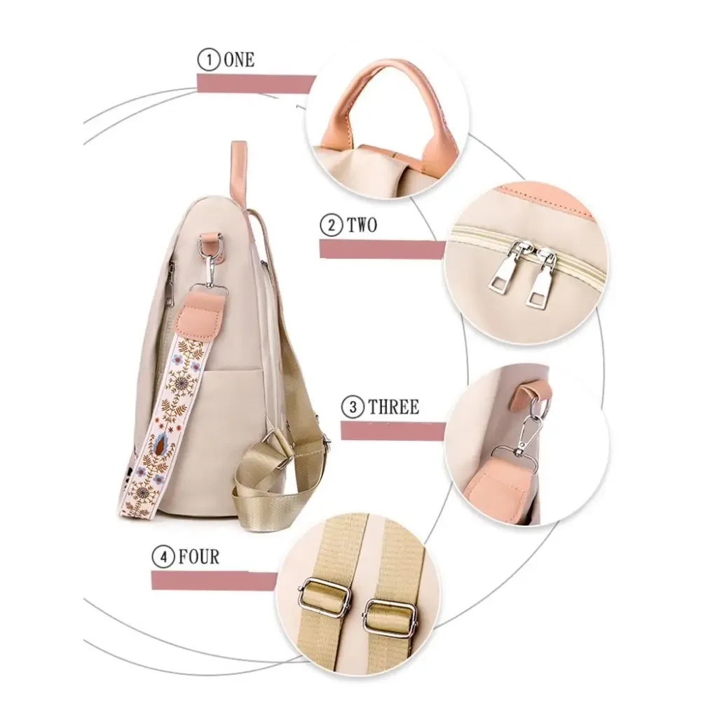 sac à dos oxford étanche pour femme, sac de broderie décontracté pour femme, grande capacité, sac à main de voyage, sacs à provisions, sac d'école, mode