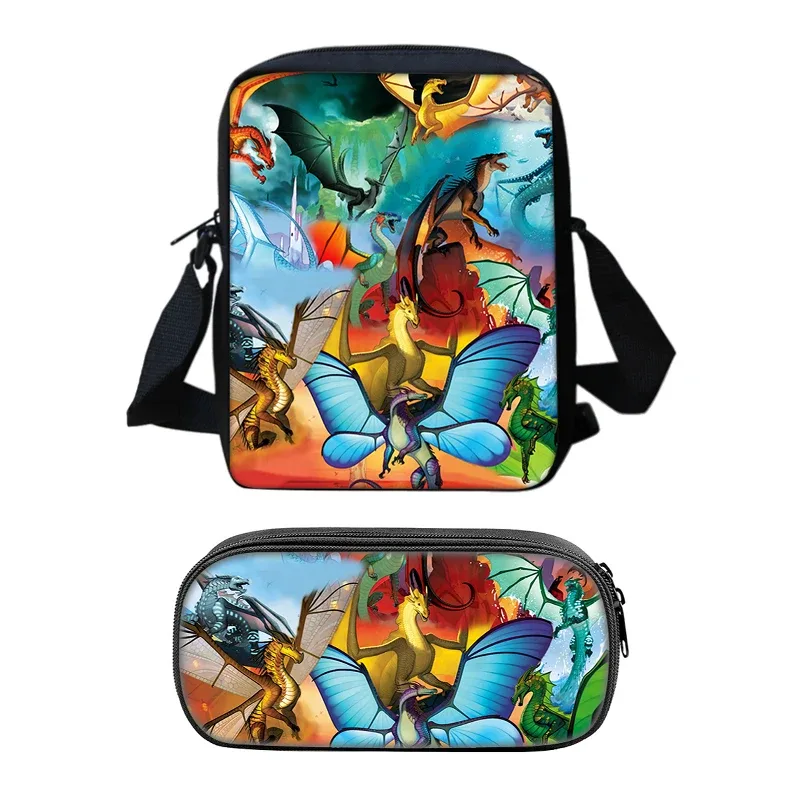 ensemble de sacs de téléphone wings of fire, sac à bandoulière avec sac initié, étui à crayons, boîte à crayons pour étudiants, meilleur cadeau, 2 pièces