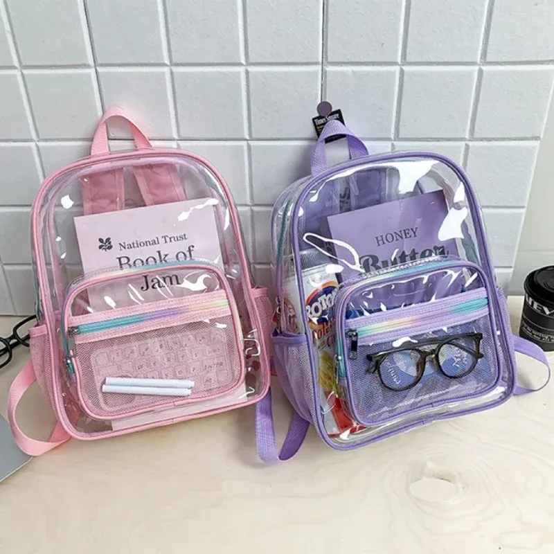 nouveau mini sac à dos transparent tendance pour étudiant, sac de voyage en pvc transparent, sac à dos de plage imperméable polyvalent pour l'été