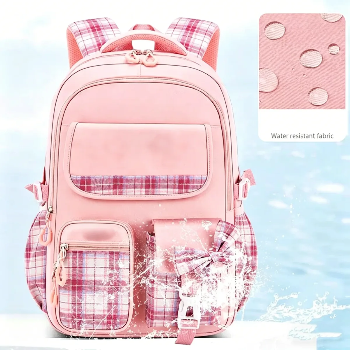 sac à dos à carreaux pour enfants, protection de la colonne vertébrale, sac étanche léger, grande capacité, élèves du primaire, filles, nouveau