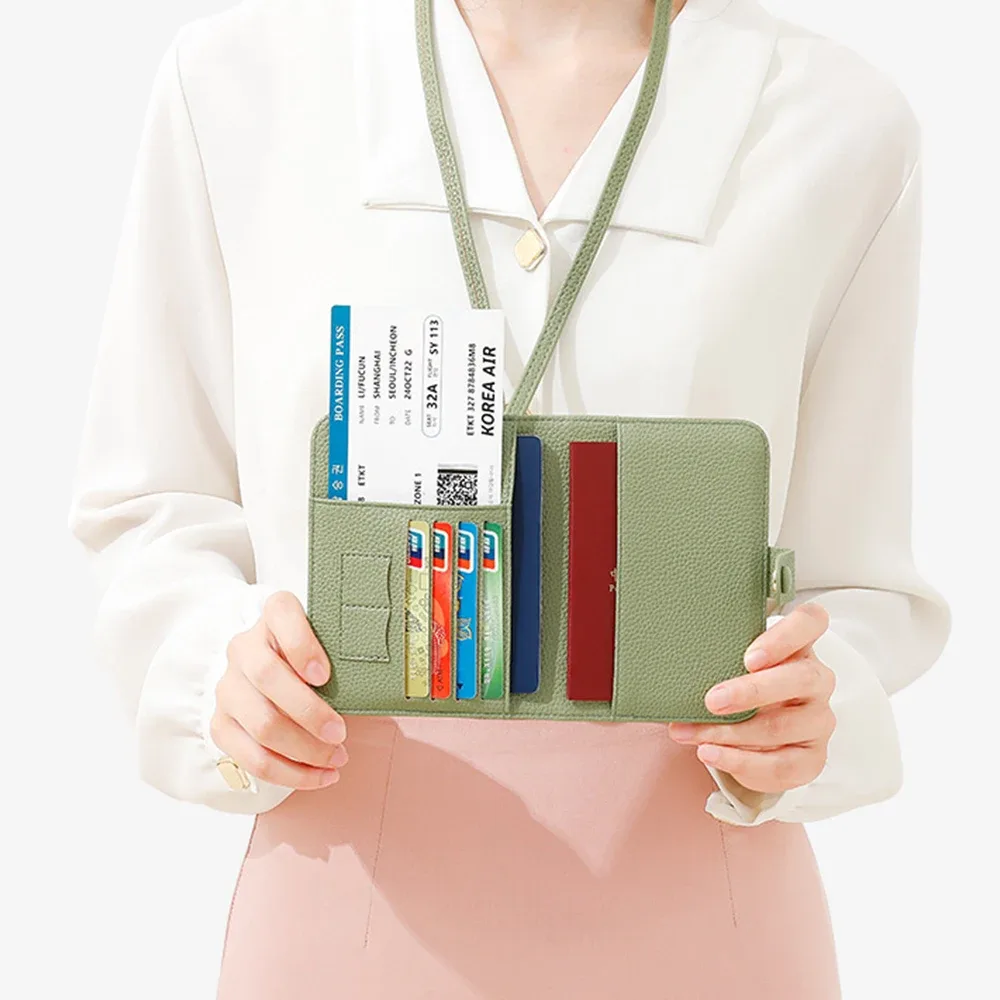 porte-passeport de voyage personnalisé pour femme avec protection rfid, étui de passeport à porter autour du cou avec porte-cartes en cuir