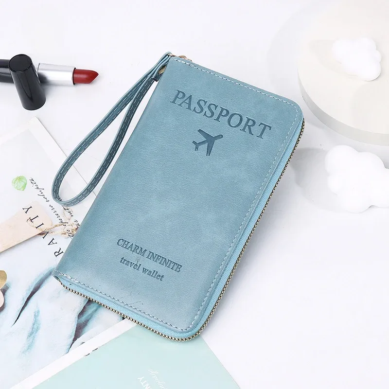 porte-passeport multifonction unisexe pour hommes et femmes, fermeture éclair, étui portefeuille en cuir pu, protection pour billets, accessoires de voyage
