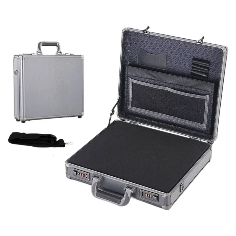 Valise pour ordinateur portable avec cadre en aluminium verrouillable - Mallette de sécurité portable pour documents - Coffre-fort avec serrure à code - Étui pour fichiers informatiques
