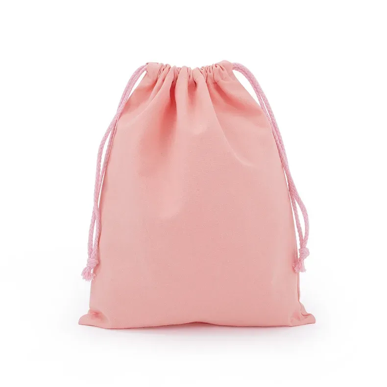 sac d'emballage en toile de coton et polyester avec cordon de serrage, personnalisable avec logo, blanc uni, pour cadeaux et rangement