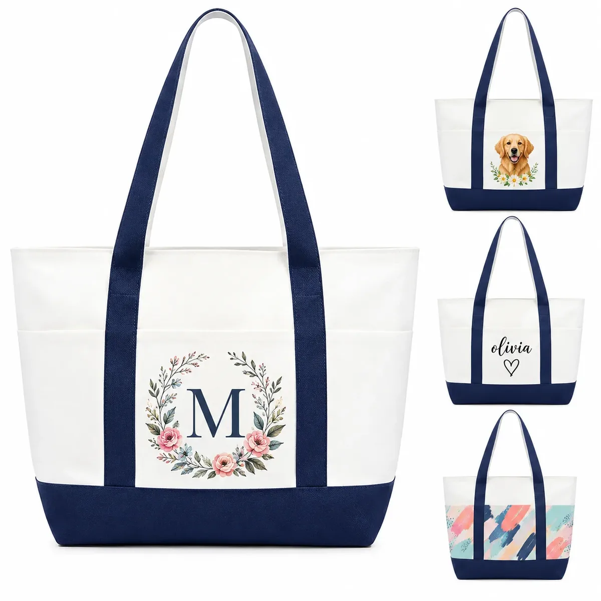 sac fourre-tout en toile personnalisé avec logo imprimé, sac de shopping écologique en coton avec poignées, sac fourre-tout pour transporter le logo de l'entreprise