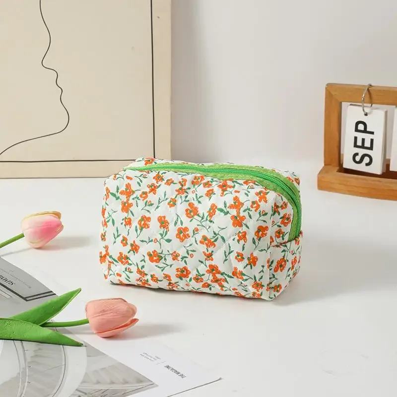 sac de rangement portable imprimé petite fleur, trousse de maquillage de voyage, trousse de toilette pour femmes et filles