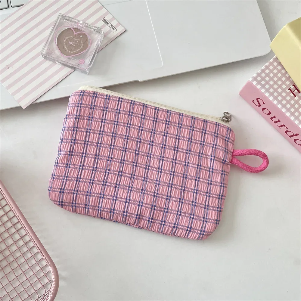 petit plaid voyage cosmétique rouge à lèvres clé carte câble de données sac de rangement portable femmes maquillage sacs à main portefeuille pochette sacs organisateur
