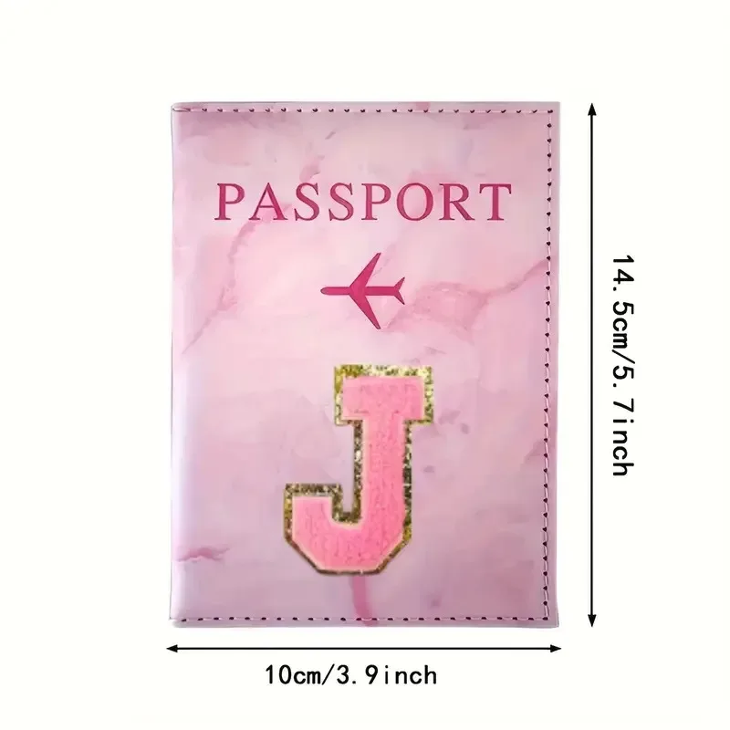 porte-passeport en cuir pu rose avec étiquette brodée, étui pour billets et cartes de crédit, accessoires de voyage