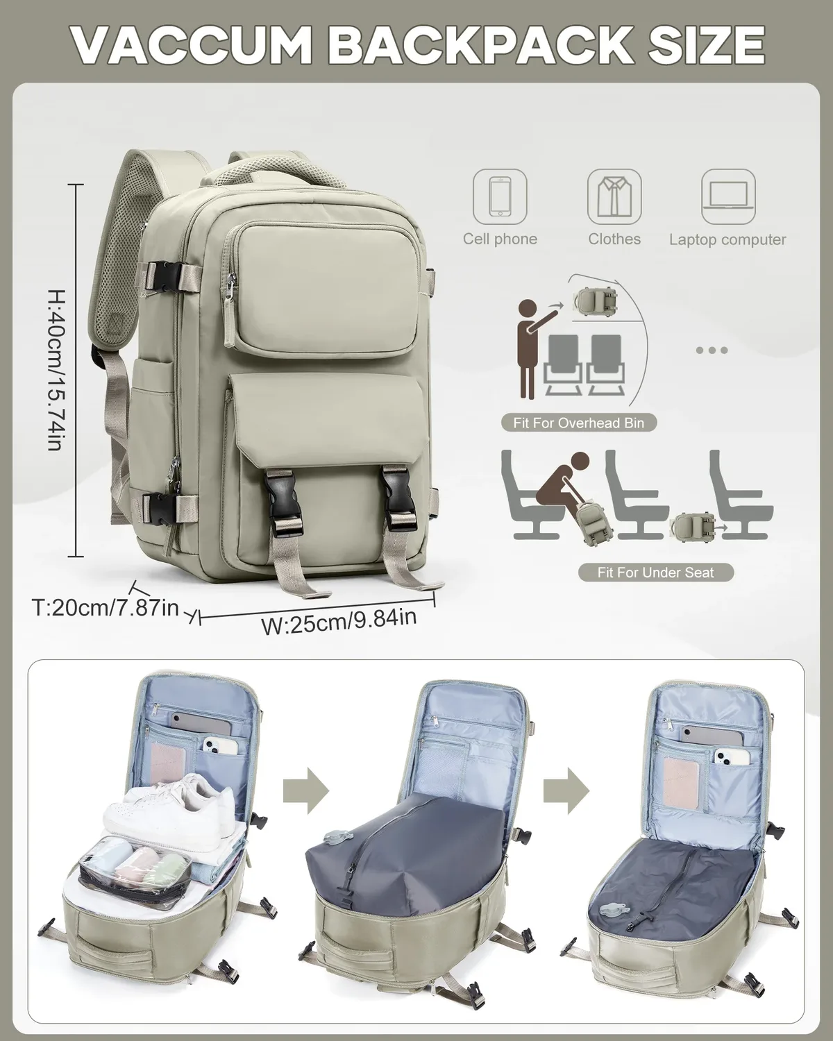 sac à dos sous vide, sac à dos ryanair 40x20x25 cm pour cabine, sac à main easyjet 45x36x20 cm, sac à dos pour ordinateur portable pour femmes/hommes