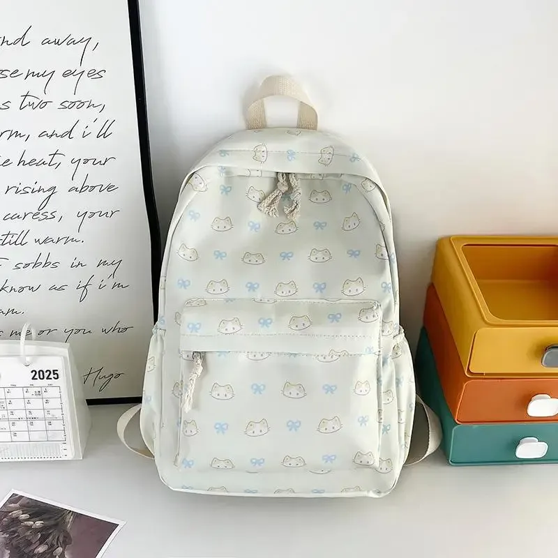 sac à dos imprimé chat de dessin animé mignon, cartable d'étudiant de grande capacité, sac girly délicat et tendance, sacs de voyage portables cadeaux