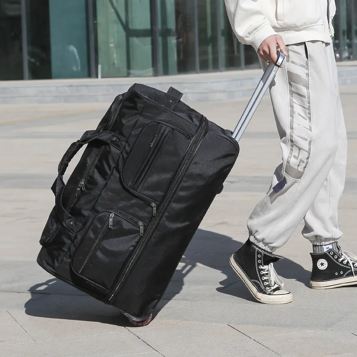 sac de voyage pliable pour bagages enregistrés, avec poignée, sac de rangement à roulettes, sac de voyage pour hommes, grande capacité.
