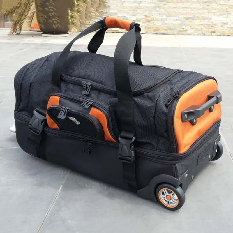 kmikmovies-sac à bagages à roulettes de grande capacité pour hommes et femmes, valise de voyage à roulettes, sac à dos de sport trolley initié, 27/32 pouces