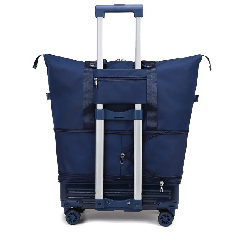 sac de voyage grande capacité à roulettes en tissu oxford, sac de sport à bandoulière, sac à bagages portable extensible et pratique