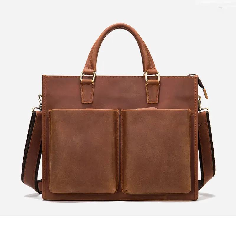 sac à main rétro en cuir pour homme, sacoche de bureau pour ordinateur portable de 14 pouces