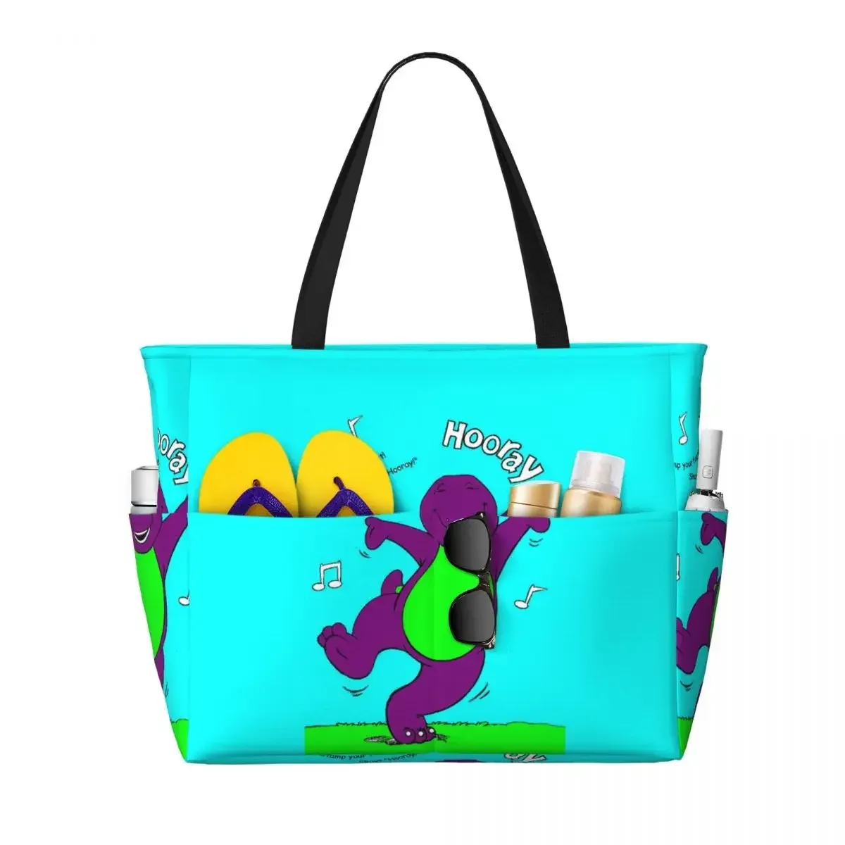 sac voyage polyester motifs personnages animés sacoche noire poches latérales grande poche avant usage voyage sport plage yoga