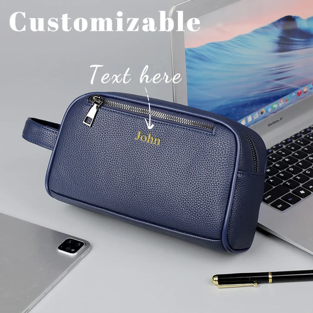 Sac à main d'affaires pour homme personnalisé en cuir souple, grande capacité, sac de rangement de voyage extérieur en cuir PU
