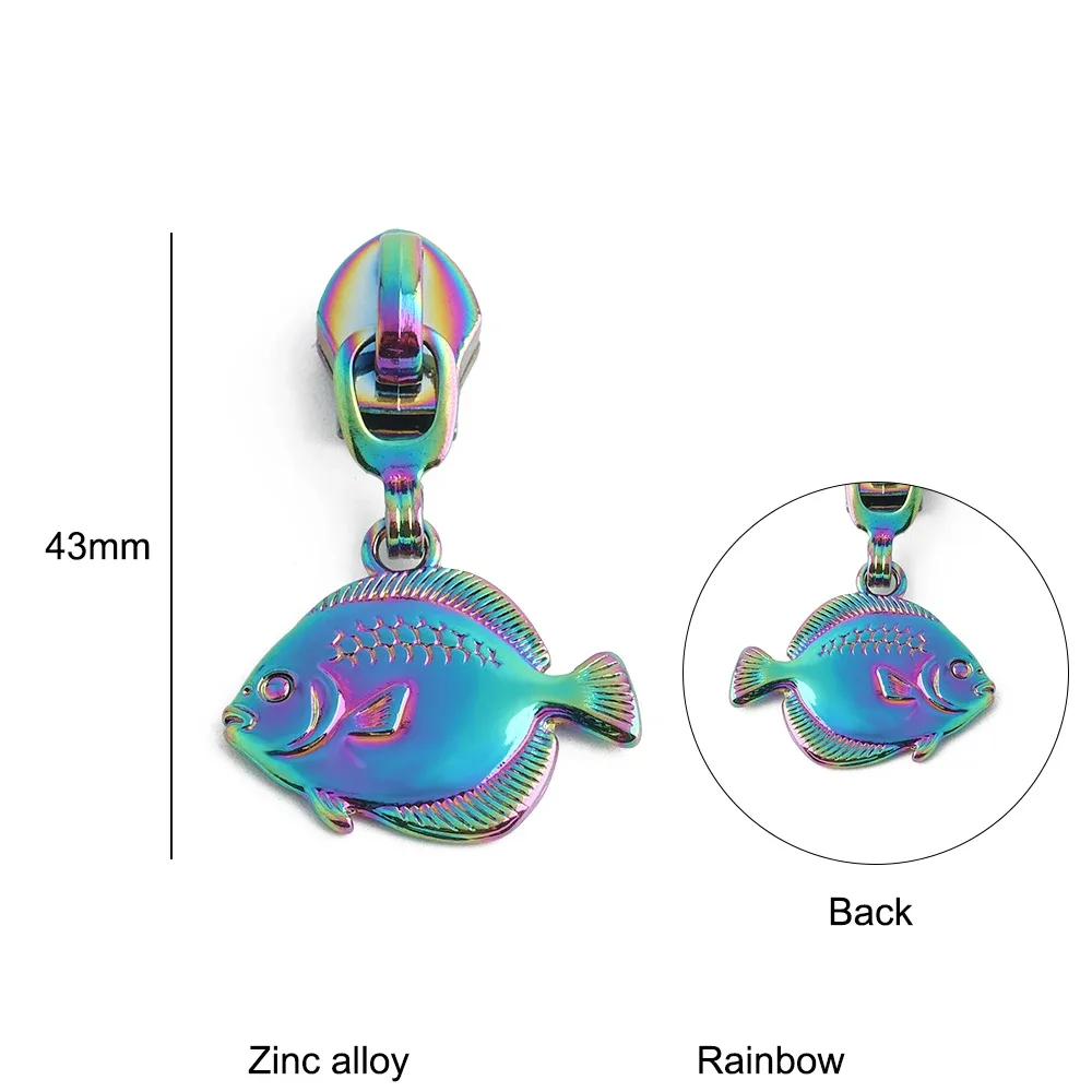 5/10/15/20pcs animaux marins # 5 têtes de fermeture éclair en nylon, curseurs de fermeture éclair pour la décoration de bagages, vestes et sacs à dos, accessoires diy