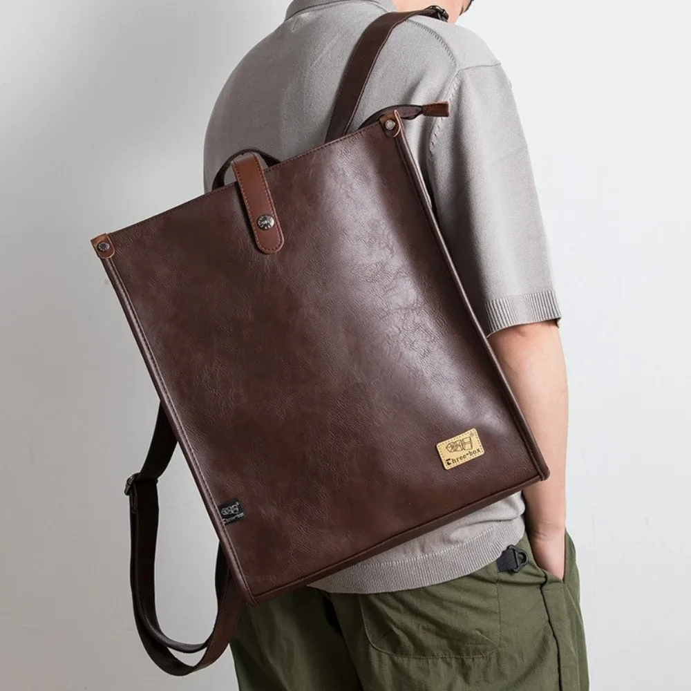 nouveau sac à dos pour homme de style japonais en cuir pu, grande capacité, rétro, carré, sac d'étudiant, sac à dos tendance pour jeunes, sac à dos pour ordinateur