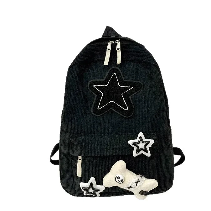 sac à dos scolaire pour adolescente, motif brodé d'étoiles, style japonais, sac de voyage de grande capacité, sac urbain durable