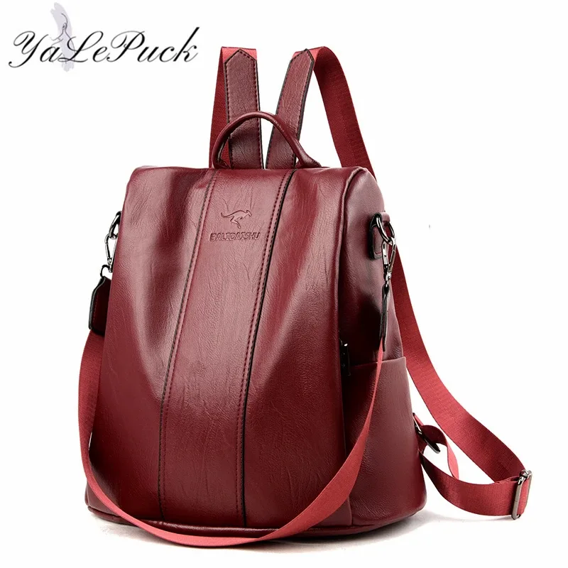 sac à dos en cuir anti-vol pour femmes, sac à bandoulière vintage pour dames, sac de voyage de grande capacité, sacs d'école pour filles mochila feminina