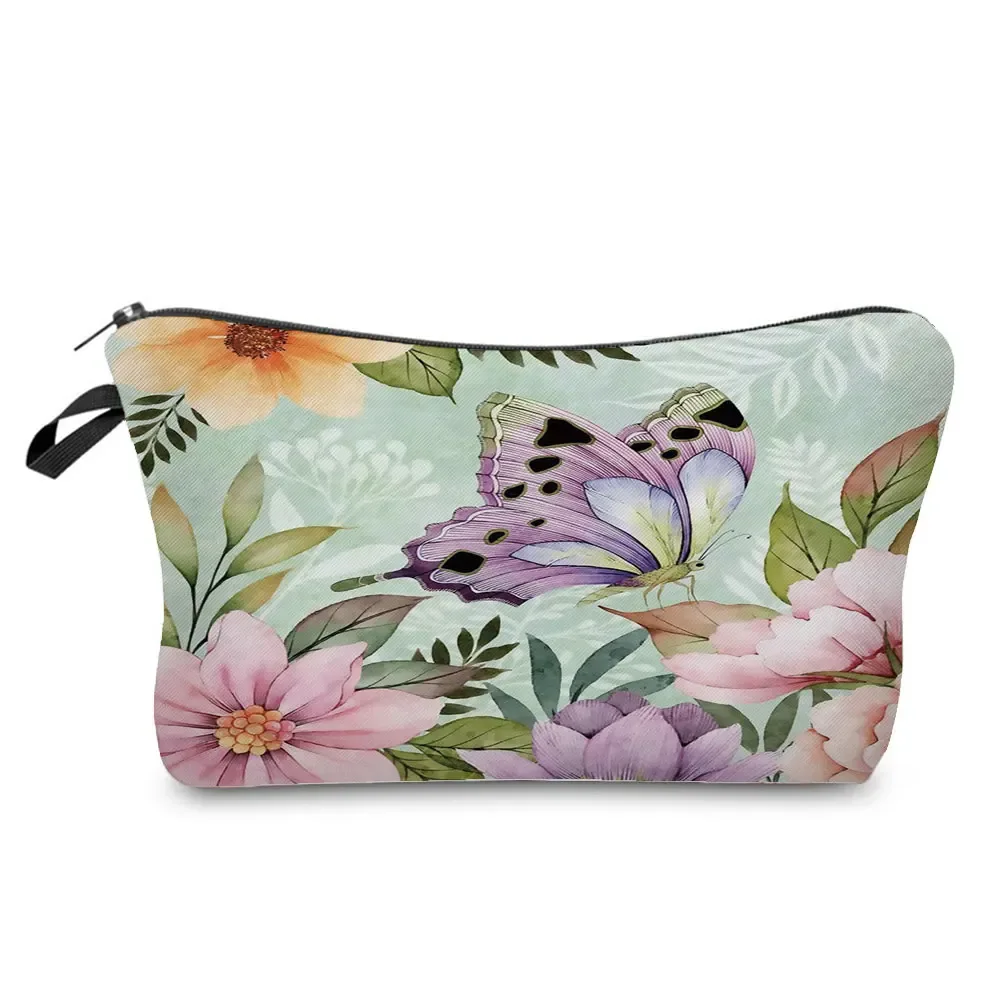 sac à cosmétiques imprimé papillon pour femmes, trousse à crayons d'école pratique avec animaux, mini sac de rangement de voyage, sacs de maquillage pour dames