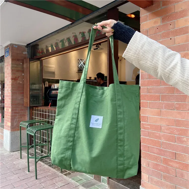 sac à bandoulière en toile de coton pour femmes, sac à main simple en tissu écologique, fourre-tout solide pour livres scolaires, sacs de shopping portables pour filles