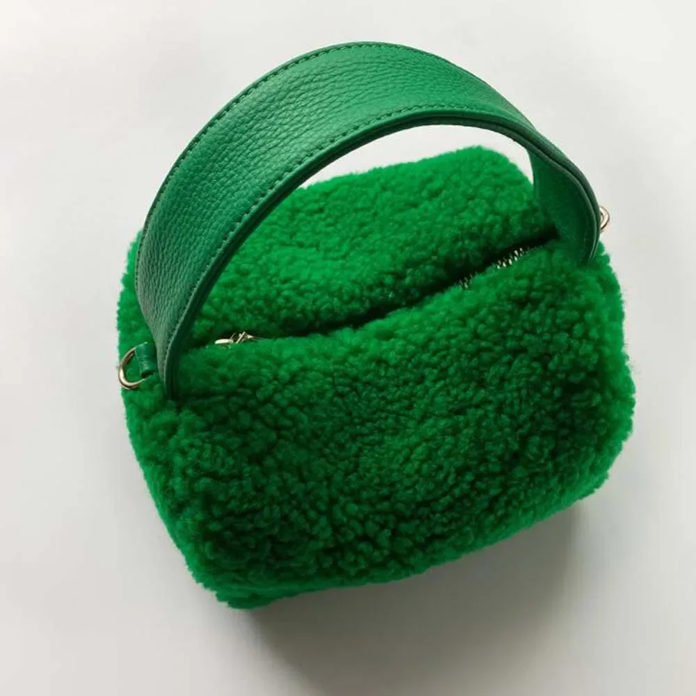 Mode fourrure laine d'agneau sacs à main rabat femme conception doux en peluche filles chaîne messager sac à bandoulière bandoulière dames sac à main sacs à main