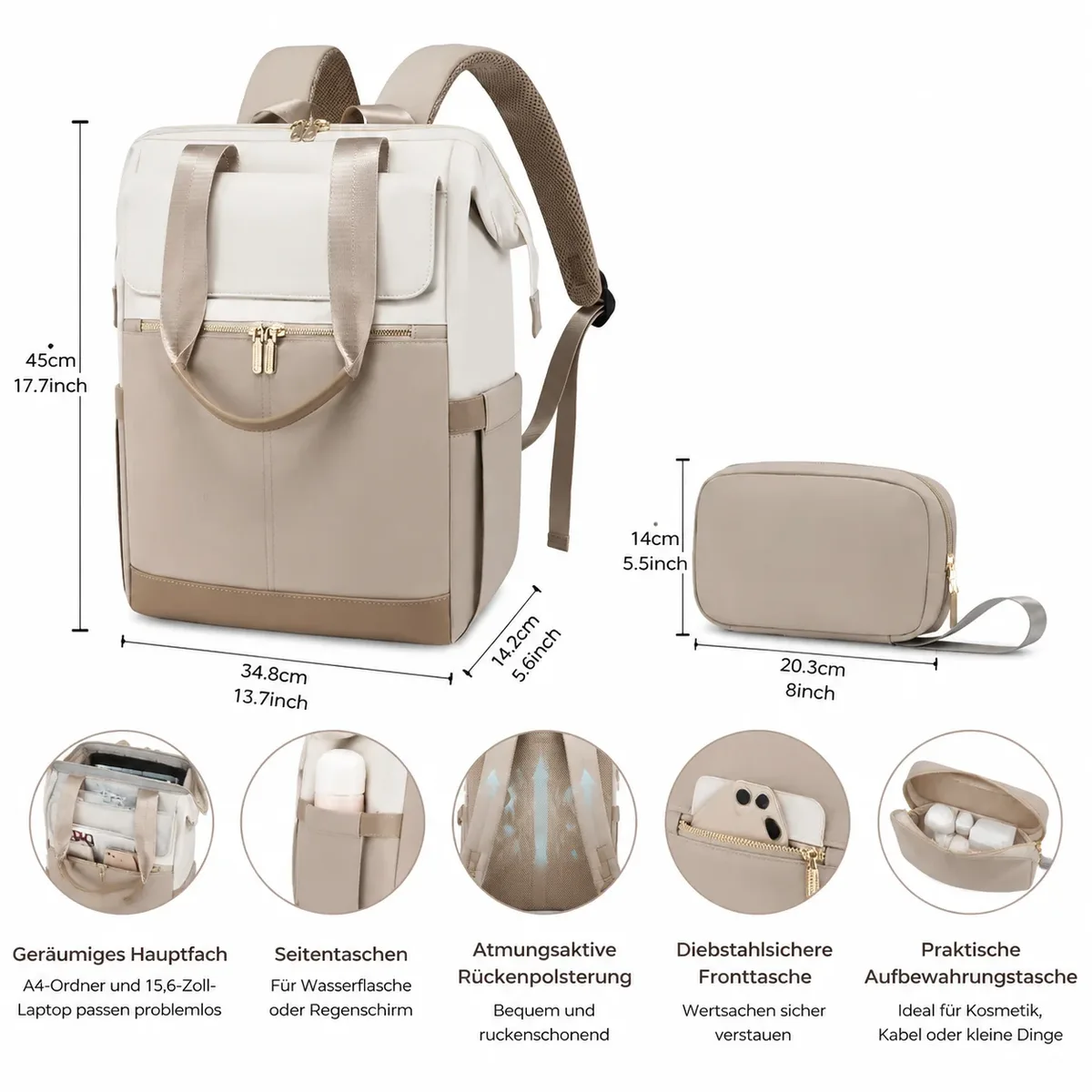 sac à dos pour ordinateur portable pour femmes et hommes, sac à dos d'affaires hydrofuge de 15.6 pouces avec de nombreux compartiments, sac antivol, sac de voyage