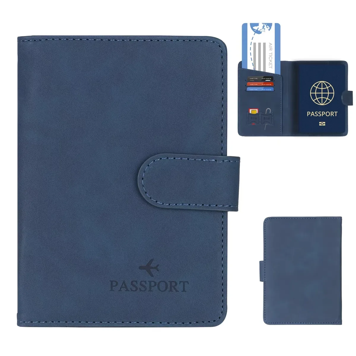 porte-passeport de voyage simple, étui portefeuille avec blocage rfid, étui pour cartes d'affaires en cuir pu, accessoires de voyage pour femmes et hommes