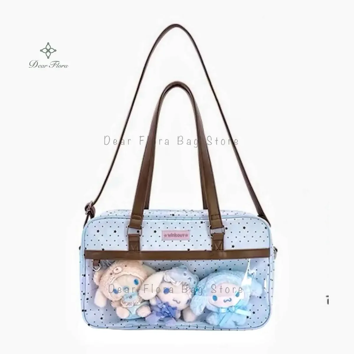 nouveau mignon grande capacité dentelle ita sac lolita filles poche transparente y2k bricolage badge affichage sac à bandoulière décontracté à pois sac à main